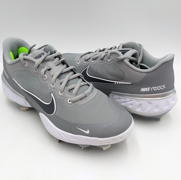 Nike React Alpha Huarache Elite 3 Grey Metal Cleats CK0746-002 Men’s Size 7.5 - Picture 7 of 13